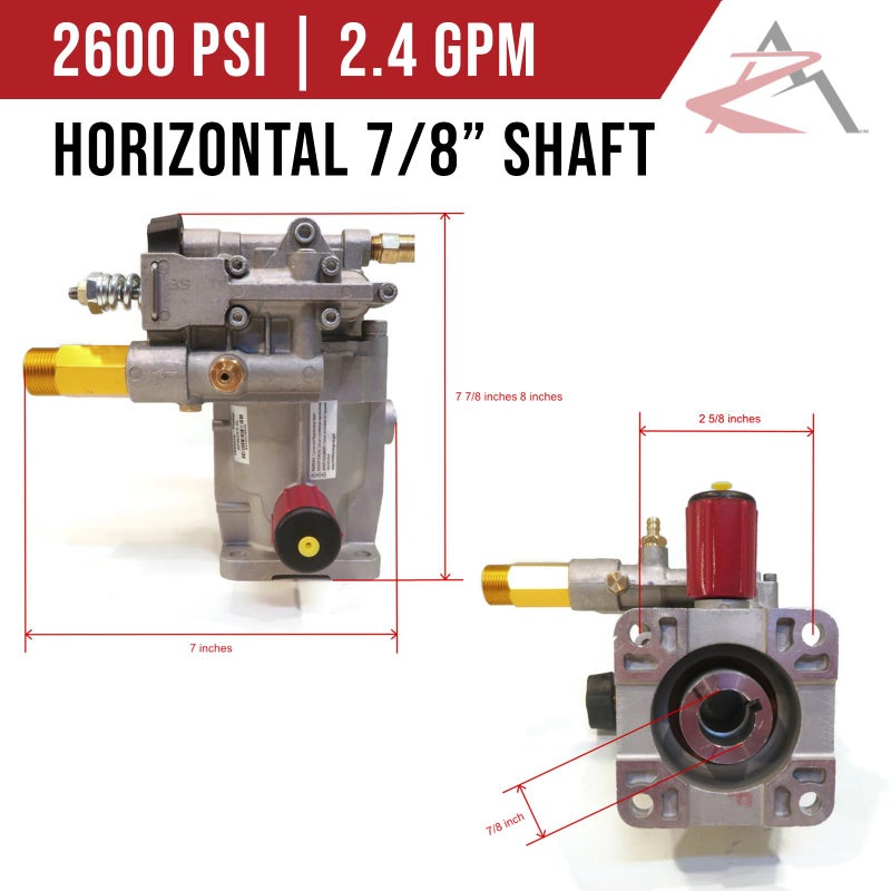 Himore Pressure Washer Pump Replacement for Powerstroke PS80903A with 7/8" Horizontal Short Shaft - Image 2